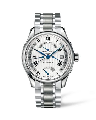 Longines L2.716.4.71.6 : Master Collection 44 Retrograde Power Reserve Stainless Steel / Silver-Roman / Bracelet