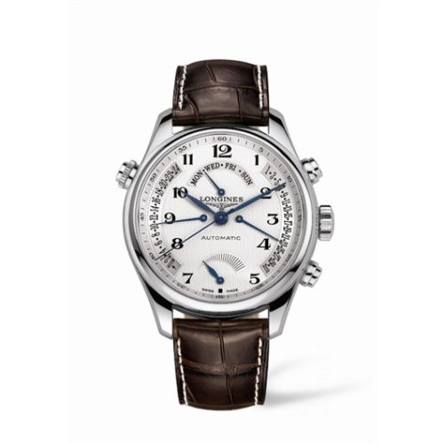 Longines L2.716.4.78.5 : Master Collection 44 Retrograde Power Reserve Stainless Steel / Silver-Arabic / Alligator XL