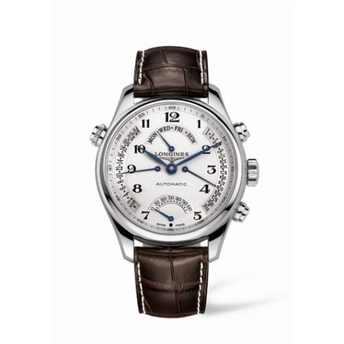 Longines L2.717.4.78.5 : Master Collection 44 Retrograde Stainless Steel / Silver-Arabic / Alligator XL
