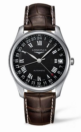 Longines L2.718.4.51.5 : Master Collection 42 24h Stainless Steel / Black-Roman / Alligator