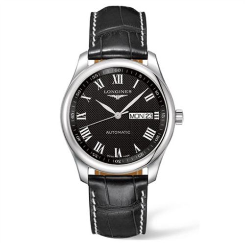 Longines L2.755.4.51.7 : Master Collection 38.5 Day Date Stainless Steel / Black-Roman / Alligator