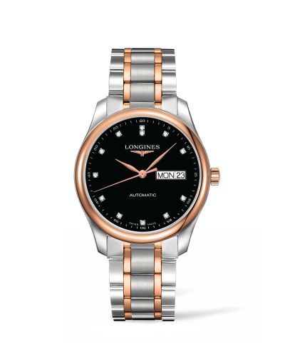 Longines L2.755.5.59.7 : Master Collection 38.5 Day Date Stainless Steel / Pink Gold / Black-Diamond / Bracelet