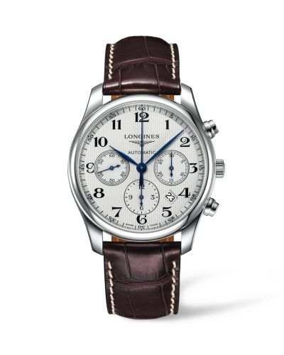 Longines L2.759.4.78.3 : Master Collection 42 Chronograph Stainless Steel / Silver-Arabic / Alligator