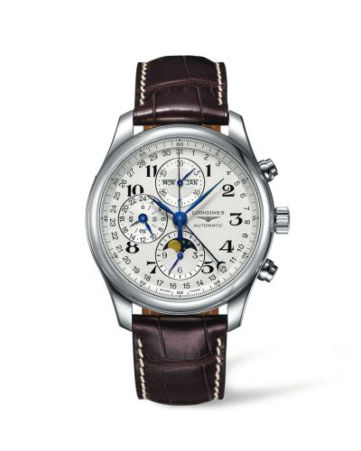 Longines L2.773.4.78.3 : Master Collection 42 Chronograph Calendar Stainless Steel / Silver-Arabic / Alligator