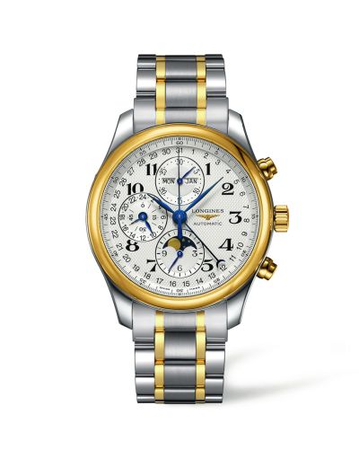 Longines L2.773.5.78.7 : Master Collection 42 Chronograph Calendar Stainless Steel / Yellow Gold / Silver-Arabic / Bracelet