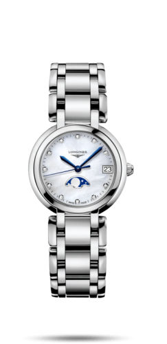 Longines L8.115.4.87.6 : PrimaLuna 30.5 Quartz Moonphase Stainless Steel / MOP-Diamond / Bracelet