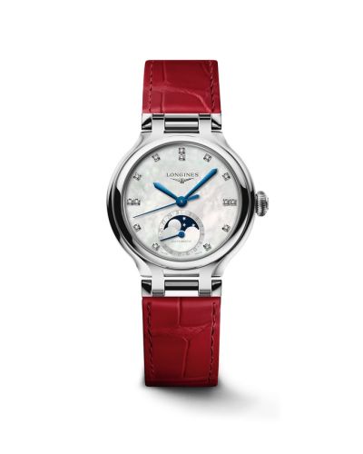 Longines L8.126.4.87.2 : PrimaLuna 34 Automatic Moonphase Stainless Steel / MOP