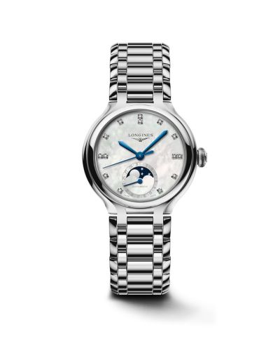 Longines L8.126.4.87.6 : PrimaLuna 34 Automatic Moonphase Stainless Steel / MOP / Bracelet