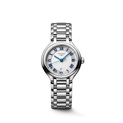 Longines L8.142.4.71.6 : PrimaLuna 30 Stainless Steel / Silver - Roman / Bracelet