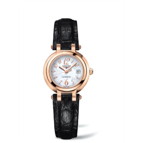 Longines L8.111.8.83.2 : PrimaLuna Automatic 26.5 Pink Gold Leather Funky MOP