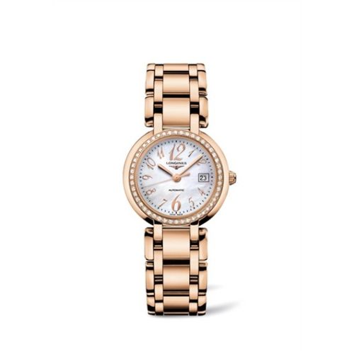 Longines L8.113.9.83.6 : PrimaLuna Automatic 30 Pink Gold Diamond Funky MOP