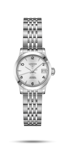 Longines L2.320.4.76.6 : Record 26mm Stainless Steel / Silver-Arabic / Bracelet