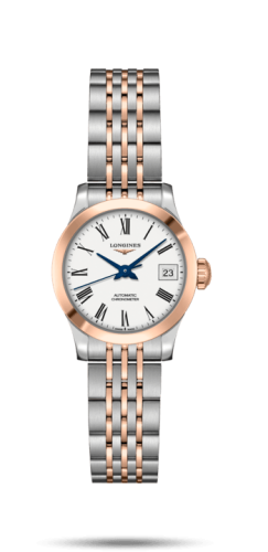 Longines L2.320.5.11.7 : Record 26mm Stainless Steel / Pink Gold / White-Roman / Bracelet