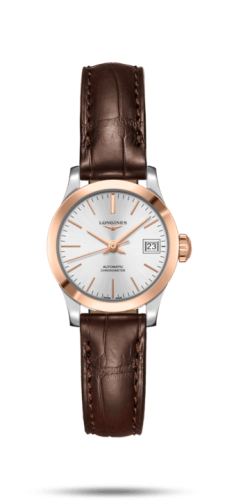 Longines L2.320.5.72.2 : Record 26mm Stainless Steel / Pink Gold / Silver / Alligator