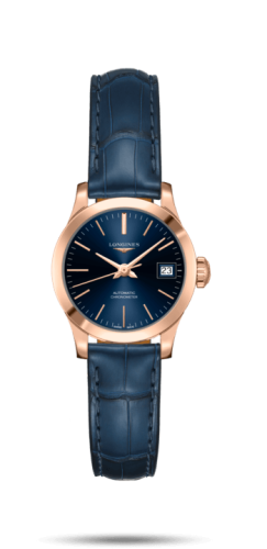 Longines L2.320.8.92.2 : Record 26mm Stainless Pink Gold / Blue / Alligator