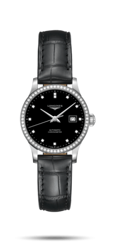 Longines L2.321.0.57.6 : Record 30mm Stainless Steel / Diamond / Black-Diamond / Bracelet