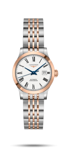 Longines L2.321.5.11.7 : Record 30mm Stainless Steel / Pink Gold / White-Roman / Bracelet