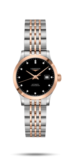 Longines L2.321.5.57.7 : Record 30mm Stainless Steel / Pink Gold / Black-Diamond / Bracelet