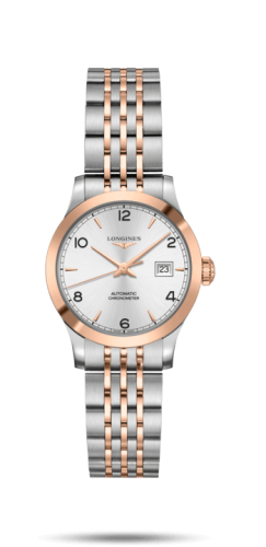 Longines L2.321.5.76.7 : Record 30mm Stainless Steel / Pink Gold / Silver-Arabic / Bracelet