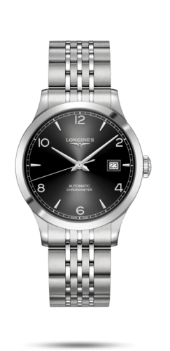 Longines L2.820.4.56.6 : Record 38.5mm Stainless Steel / Black Arabic / Bracelet