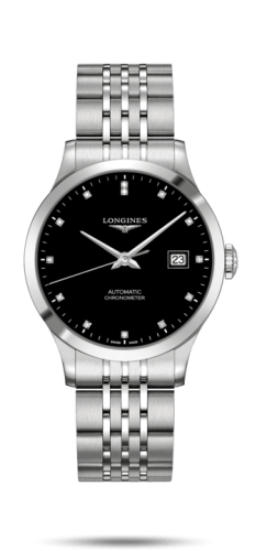 Longines L2.820.4.57.6 : Record 38.5mm Stainless Steel / Black-Diamond / Bracelet