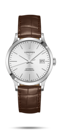 Longines L2.820.4.72.2 : Record 38.5mm Stainless Steel / Silver / Alligator