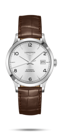 Longines L2.820.4.76.2 : Record 38.5mm Stainless Steel / Silver-Arabic / Alligator