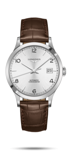 Longines L2.821.4.76.2 : Record 40mm Stainless Steel / Silver-Arabic / Alligator