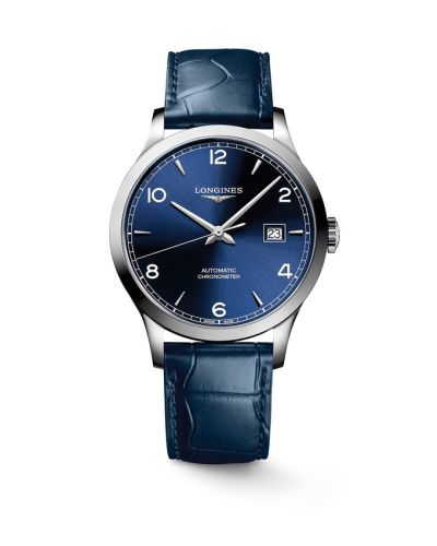 Longines L2.821.4.96.4 : Record 40mm Stainless Steel / Blue-Arabic / Alligator