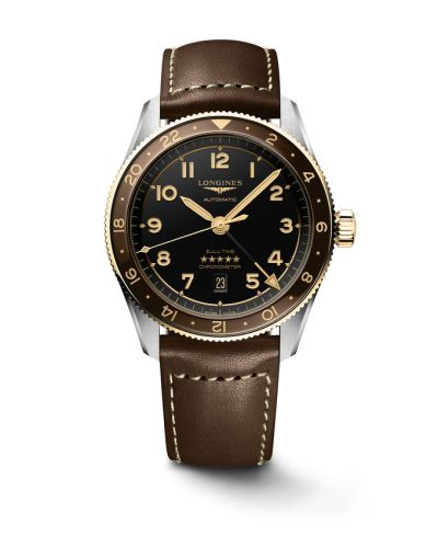 Longines L3.812.5.53.2 : Spirit Zulu Time 42 Stainless Steel - Yellow Gold / Anthracite / Strap