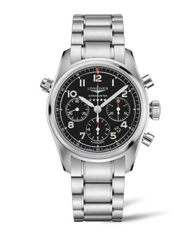 Longines L3.820.4.53.6 : Spirit Chronograph 42 Black / Bracelet