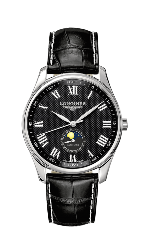 Longines L2.919.4.51.7 : Master Collection 42 Moonphase Stainless Steel / Black-Roman / Alligator