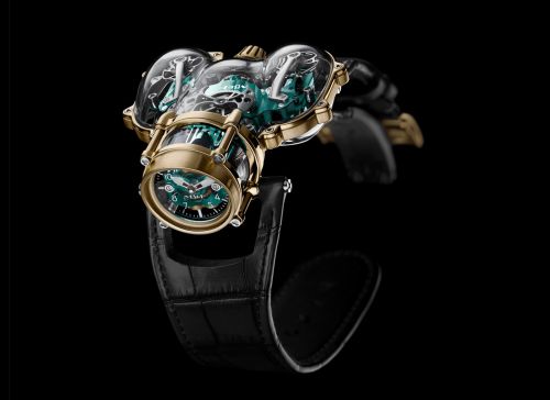 MB&F 91.SYL.GR : Horological Machine N°9 HM9 Sapphire Vision Yellow Gold / Green