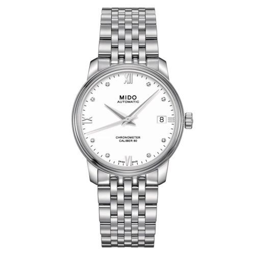 Mido M027.208.11.016.00 : Baroncelli Chronometer Lady Stainless Steel / White / Bracelet