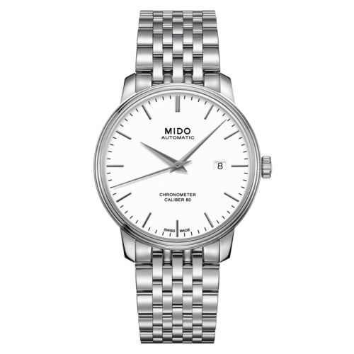 Mido M027.408.11.011.00 : Baroncelli Chronometer Stainless Steel / White / Bracelet