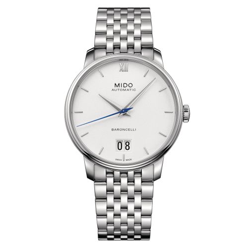 Mido M027.426.11.018.00 : Baroncelli Big Date Stainless Steel / White / Bracelet
