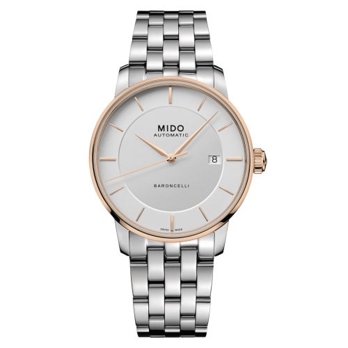 Mido M037.407.21.031.00 : Baroncelli Signature 39 Stainless Steel - Rose Gold / Silver / Bracelet