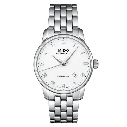 Mido M8600.4.26.1 : Baroncelli Tradition Stainless Steel / White / Bracelet