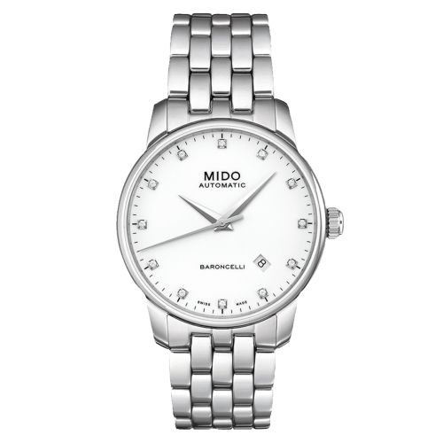 Mido M8600.4.66.1 : Baroncelli Tradition Stainless Steel / White / Bracelet