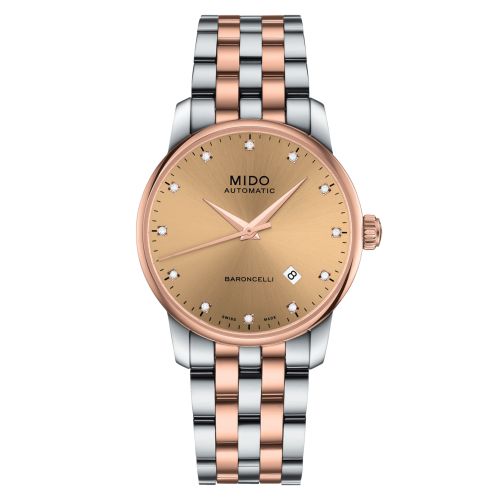 Mido M8600.9.67.1 : Baroncelli Tradition Stainless Steel - Rose Gold / Bronze / Bracelet