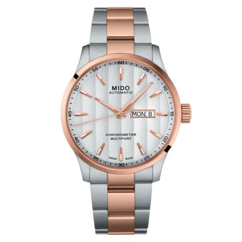 Mido M038.431.22.031.00 : Multifort Chronometer 1 Stainless Steel / Rose Gold / Silver / Bracelet