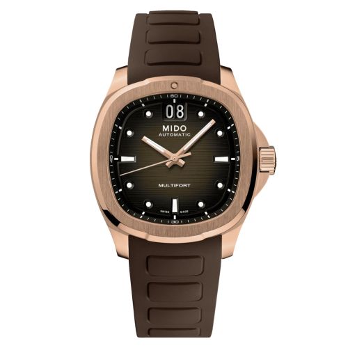 Mido M049.526.37.291.00 : Multifort TV Big Date Rose Gold / Brown / Rubber