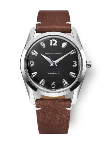Nivada Grenchen 35002M14 : Antarctic 35 Black - White Luminova / Stainless Steel / Brown - White