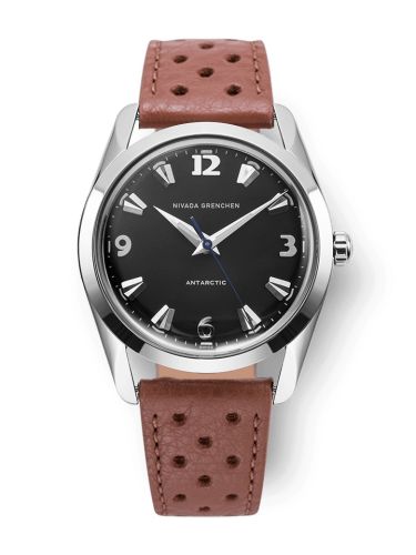 Nivada Grenchen 35002M41 : Antarctic 35 Black - White Luminova / Stainless Steel / Brown Racing