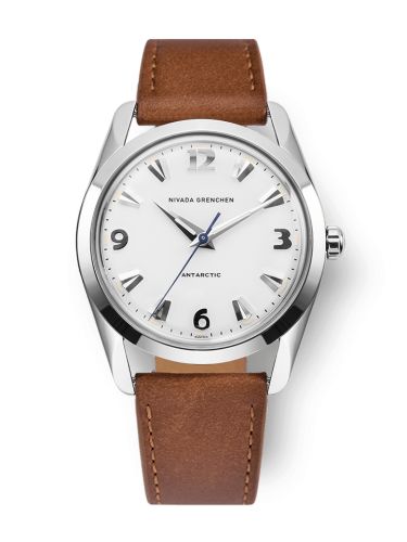 Nivada Grenchen 35005M16 : Antarctic 35 White - White Luminova / Stainless Steel / Brown