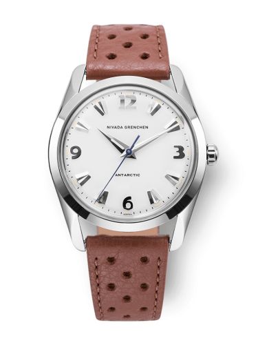 Nivada Grenchen 35005M41 : Antarctic 35 White - White Luminova / Stainless Steel / Brown Racing