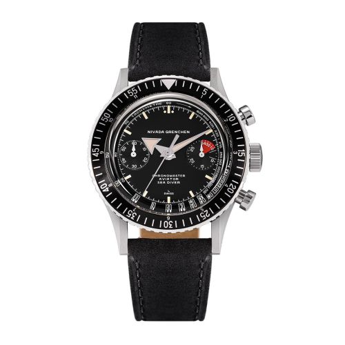 Nivada Grenchen 86001A-BLAL : Chronomaster Aviator Sea Diver Automatic Stainless Steel / Black / Black Leather