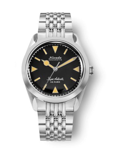 Nivada Grenchen 32024A04 : Super Antarctic Black - Yellow Luminova / Stainless Steel / Beads of Rice
