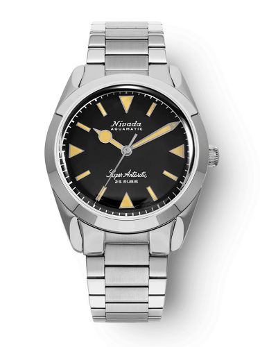 Nivada Grenchen 32024A20 : Super Antarctic Black - Yellow Luminova / Stainless Steel / Flat Link
