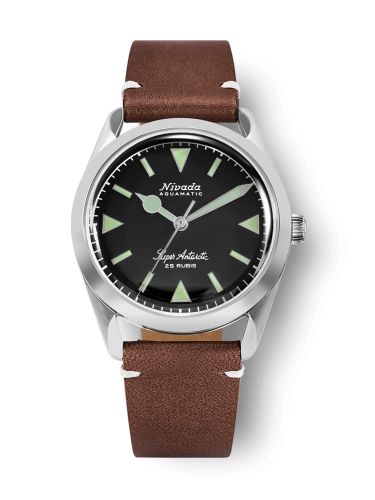 Nivada Grenchen 32026A02 : Super Antarctic Black - Green Luminova / Stainless Steel / Brown - White